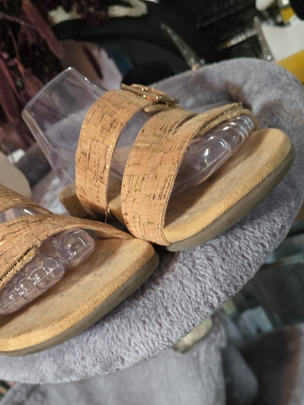 Vionic Slide Sandal w/ Touch of Gold Flecks & Textured Sole - Picture 3 of 8
